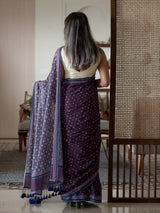 Women's Purple Mul Cotton Saree