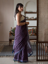 Women's Purple Mul Cotton Saree