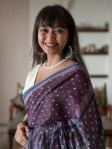 Women's Purple Mul Cotton Saree