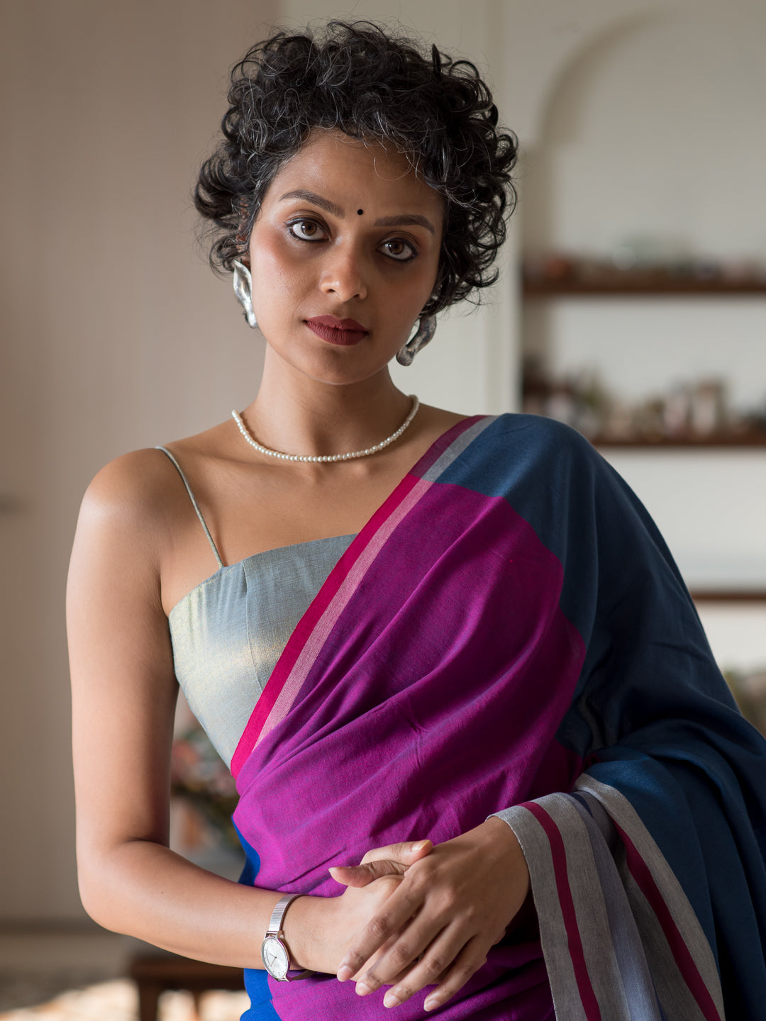 Women's Multicolor Cotton Acrylic Saree