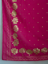 Women's Pink Cotton Viscose Saree