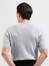 Men's Grey Casual Slim Fit Solid Half Sleeves Tshirt