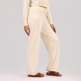 Women's White Solid Sports High Rise Pant