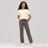 Women's Gray Solid Sports High Rise Pant