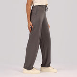 Women's Gray Solid Sports High Rise Pant