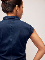 Women's Denim Ruched Shirt Dress