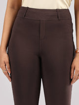 Women's Brown Solid Sports High Rise Pant - Tall