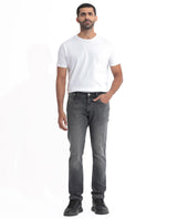 Men's Grey Casual Slim Fit Solid Jeans