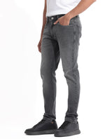 Men's Grey Casual Slim Fit Solid Jeans