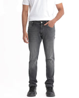 Men's Grey Casual Slim Fit Solid Jeans