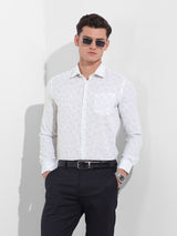 Men's Beige Formal Self Design Full Sleeves Shirt