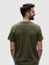 Men's Green Half Sleeves Graphic Printed Cotton Tshirt