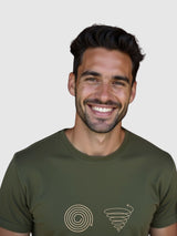 Men's Green Half Sleeves Graphic Printed Cotton Tshirt