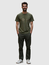 Men's Green Half Sleeves Graphic Printed Cotton Tshirt