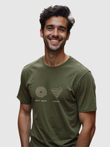 Men's Green Half Sleeves Graphic Printed Cotton Tshirt