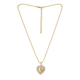 Gold and Rhodium Plated Trendy Heart Designer Pendant with chain for Girls and Women