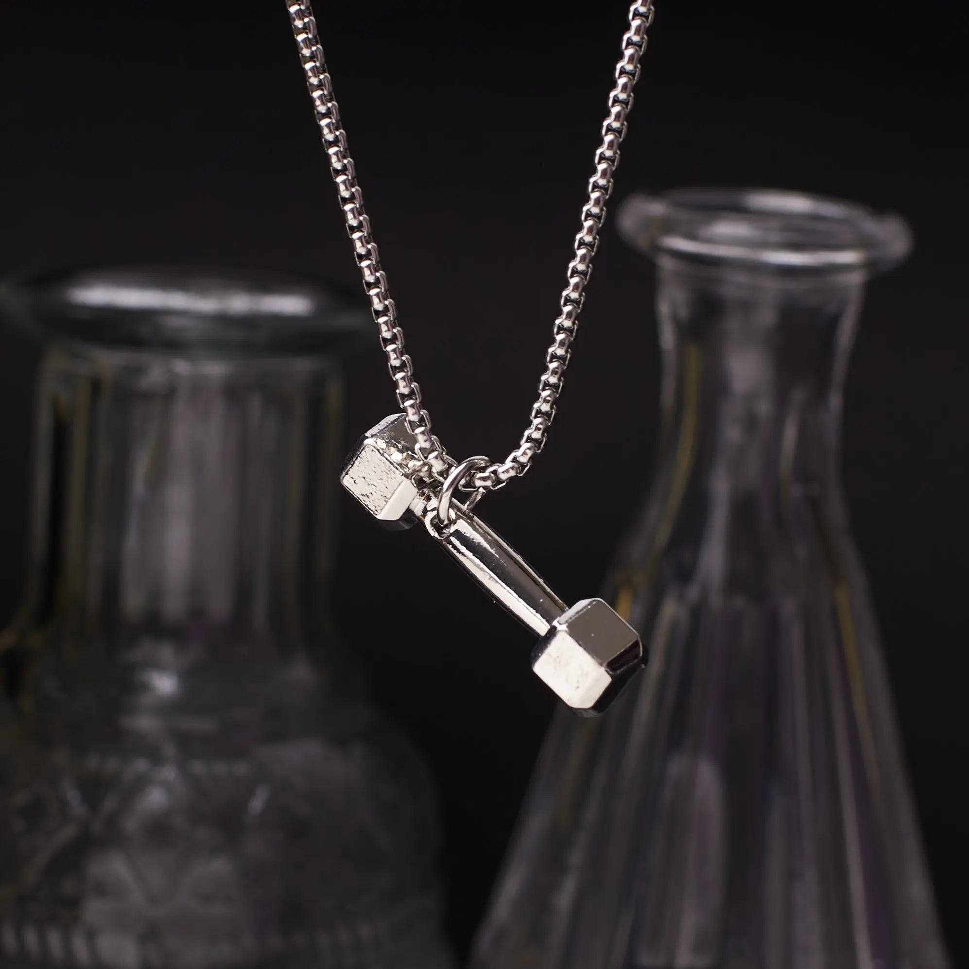 Men's Dumbbell Silver Chain