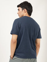 Men's Blue Casual Slim Fit Solid Half Sleeves Tshirt