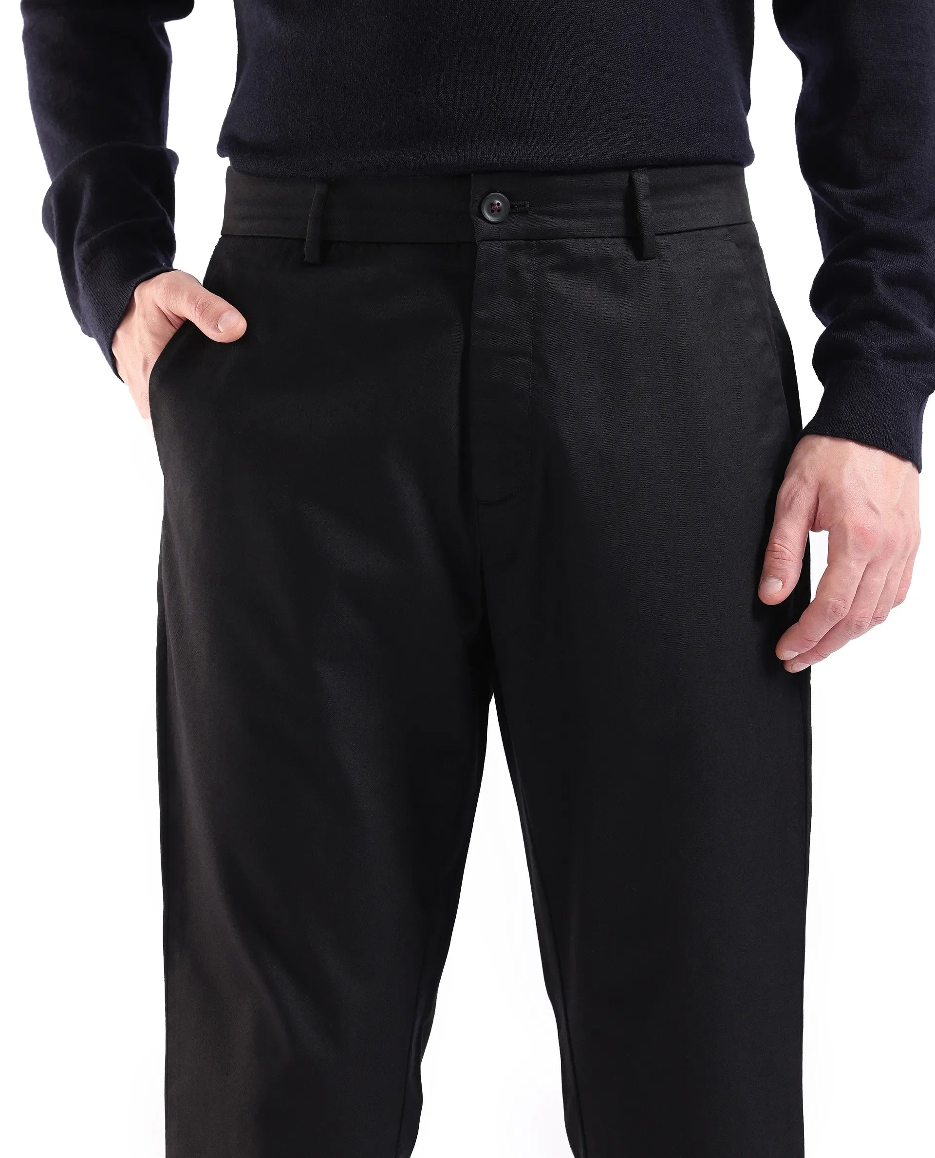 Men's Black Casual Regular Fit Solid Trouser