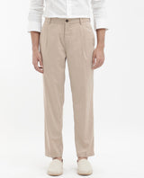 Men's Beige Casual Regular Fit Solid Trouser