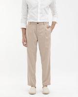 Men's Beige Casual Regular Fit Solid Trouser