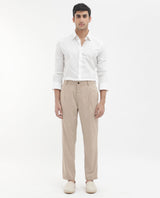 Men's Beige Casual Regular Fit Solid Trouser