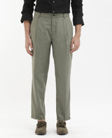 Men's Green Casual Regular Fit Solid Trouser