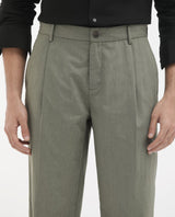 Men's Green Casual Regular Fit Solid Trouser