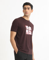 Men's Red Casual Slim Fit Printed Half Sleeves Tshirt