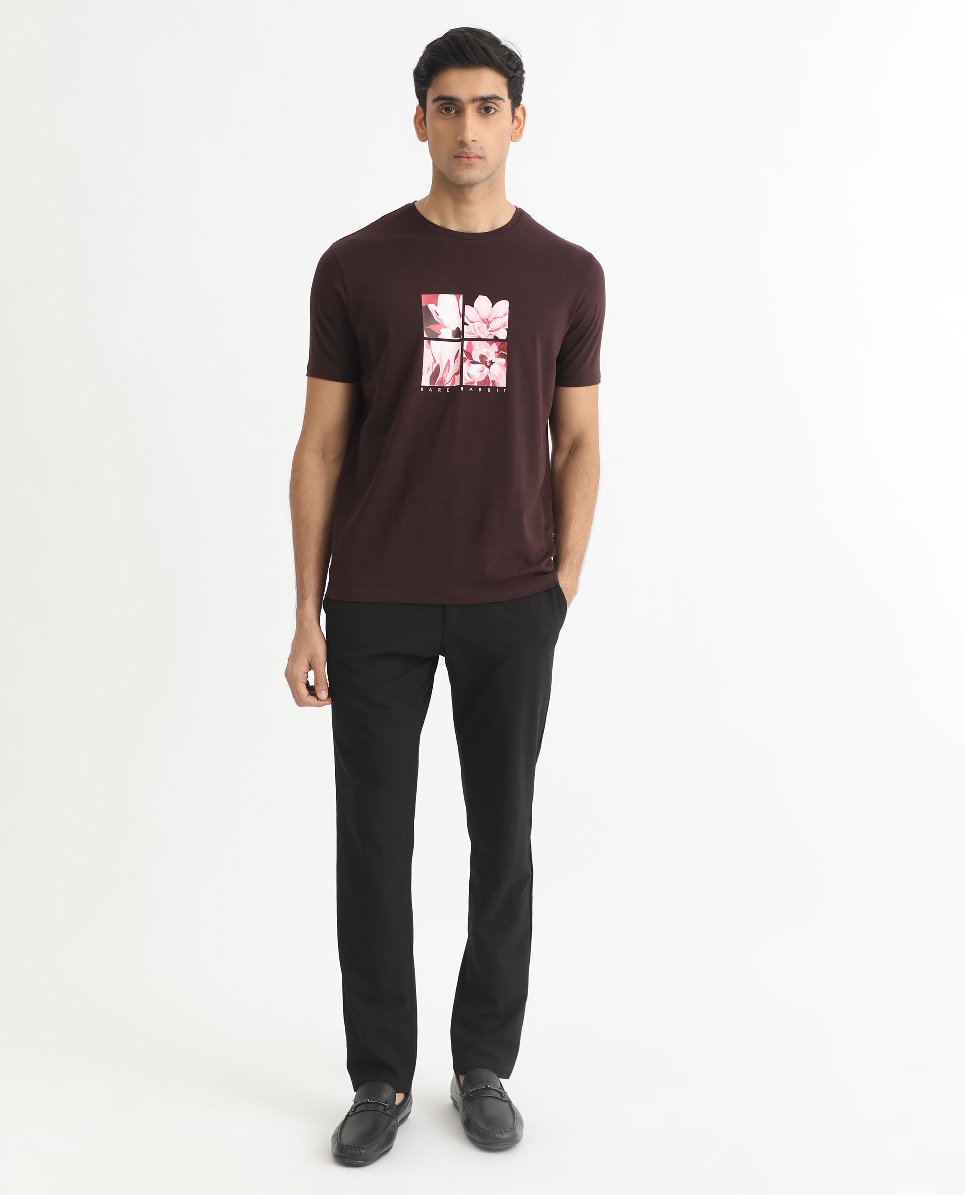 Men's Red Casual Slim Fit Printed Half Sleeves Tshirt