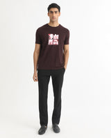 Men's Red Casual Slim Fit Printed Half Sleeves Tshirt