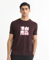 Men's Red Casual Slim Fit Printed Half Sleeves Tshirt