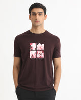 Men's Red Casual Slim Fit Printed Half Sleeves Tshirt
