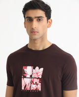 Men's Red Casual Slim Fit Printed Half Sleeves Tshirt