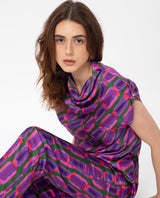 Women's Purple Casual Half Sleeves Top