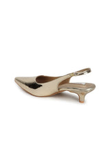 Women's Gold Pointed Toe Slingback Kitten Heels