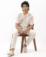 Men's Beige Casual Regular Fit Embroidered Half Sleeves Shirt