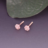 Girls Rose Gold Baby Pink Flower Stud Earrings