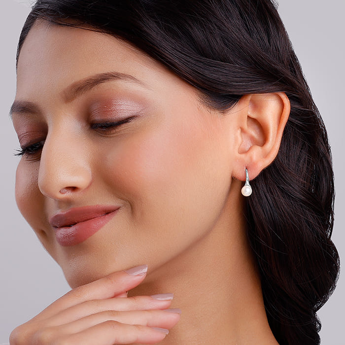 Silver Pearl Small Stud Earrings
