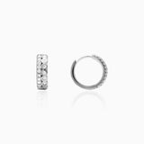 Women's Silver Zircon Sparkling Huggies Earrings