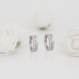 Women's Silver Zircon Sparkling Huggies Earrings