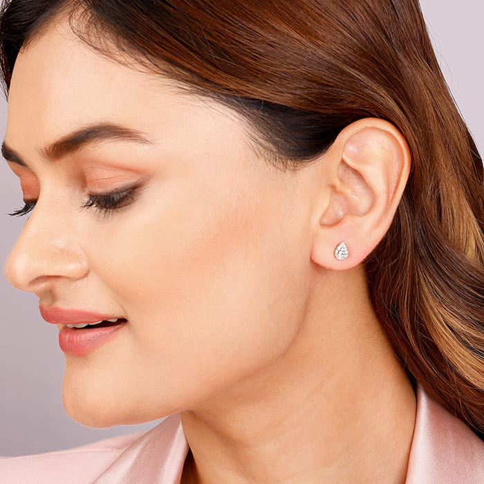 Women's Silver Graceful Pear Earrings