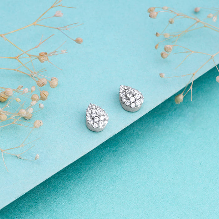 Women's Silver Graceful Pear Earrings