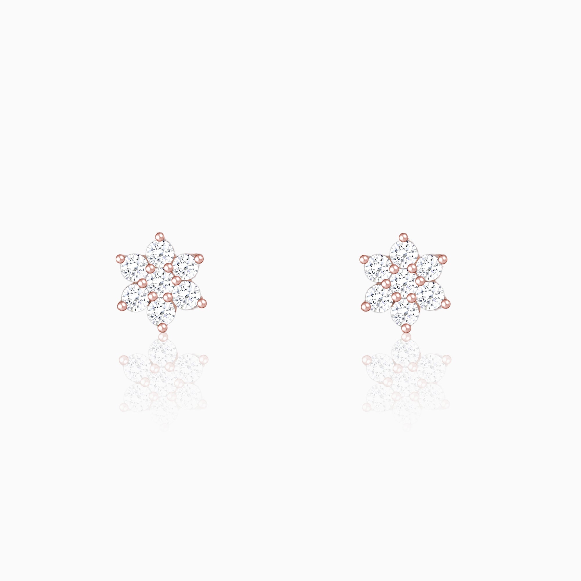 Women's Rose Gold Shining Flower Studs