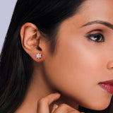 Women's Rose Gold Shining Flower Studs
