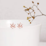 Women's Rose Gold Shining Flower Studs