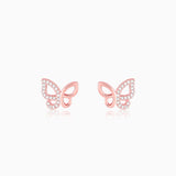 Women's Rose Gold Zircon-Studded Butterfly Earrings