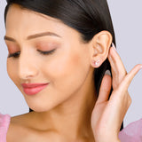 Women's Rose Gold Zircon-Studded Butterfly Earrings