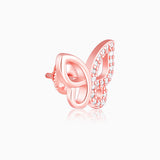 Women's Rose Gold Zircon-Studded Butterfly Earrings