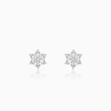 Silver Flowery Snowflake Studs